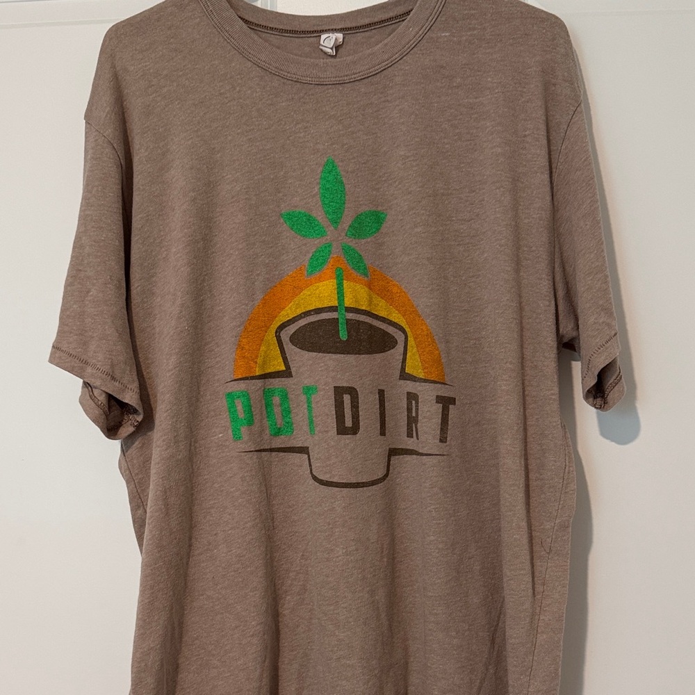 Brown Graphic T-Shirt with Plant Design